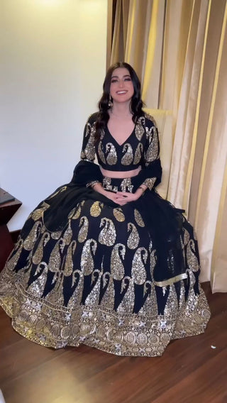 Glamourous Black Color Sequence Work Lehenga Choli Clothsvilla