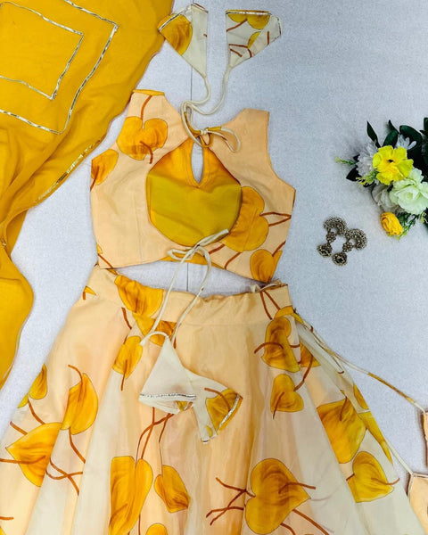 Casual Wear Yellow Color Digital Printed Lehenga Choli Main image