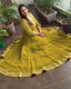 Presenting Yellow Color with Work Georgette Gown Clothsvilla