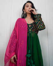 Load image into Gallery viewer, Green Anarkali Gown with Beautiful Embroidery and Palazzo Clothsvilla