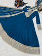 Load image into Gallery viewer, Teal Blue Anarkali Gown in Faux Georgette with Embroidery Work Clothsvilla