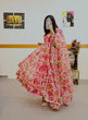 Load image into Gallery viewer, Red Anarkali Gown in Organza with Digital Floral Print Clothsvilla