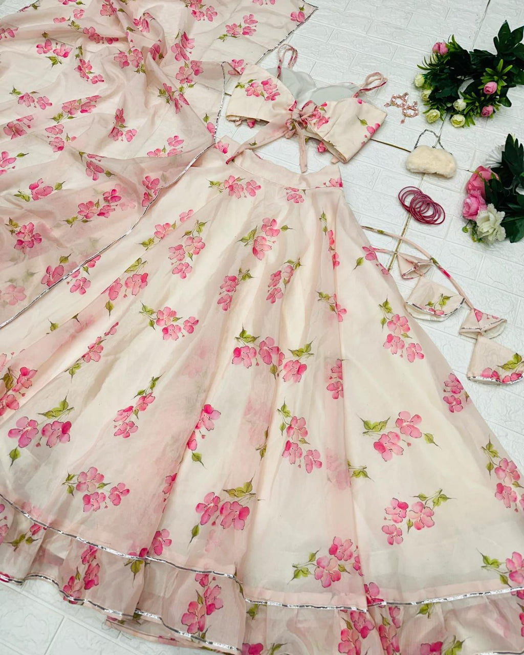 Off White Color Marvelous Organza Lehenga Choli Clothsvilla