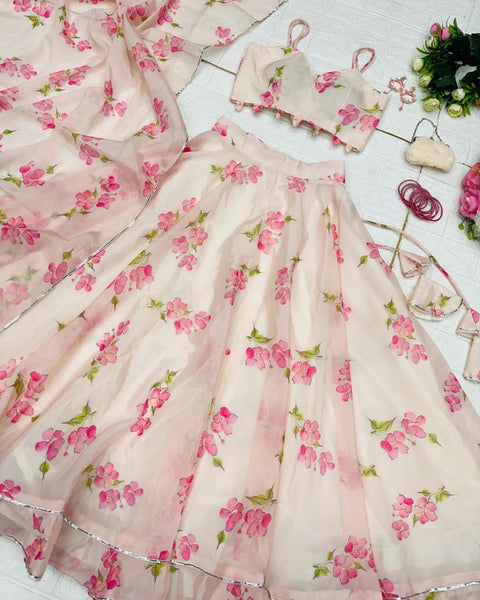 Off White Color Marvelous Organza Lehenga Choli Clothsvilla Main image