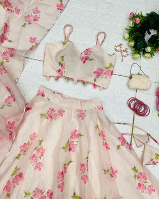 Off White Color Marvelous Organza Lehenga Choli Clothsvilla