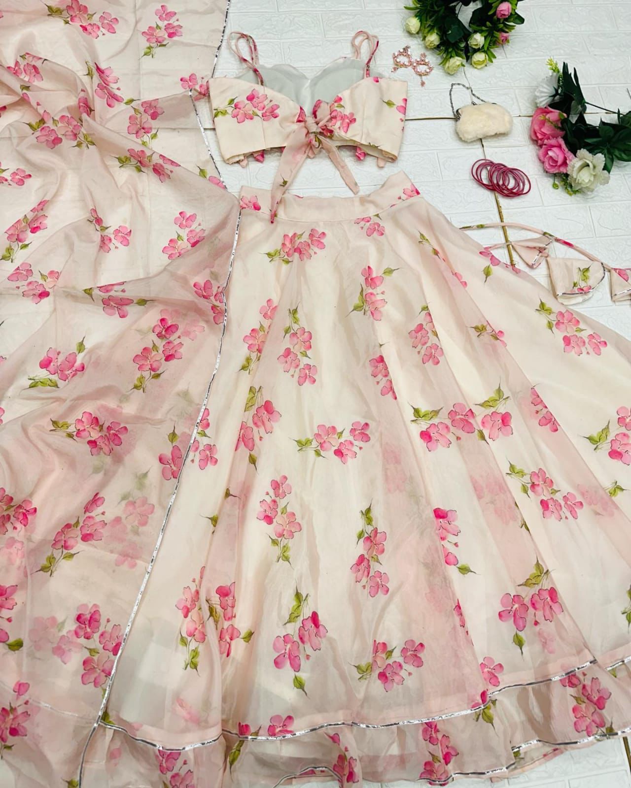 Off White Color Marvelous Organza Lehenga Choli Clothsvilla