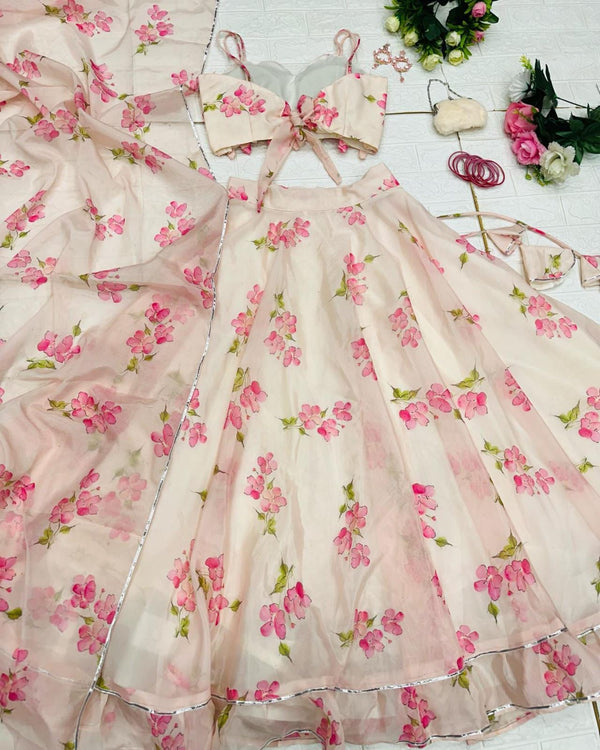 Off White Color Marvelous Organza Lehenga Choli Clothsvilla