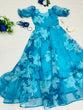 Load image into Gallery viewer, Delicate Organza Silk Sky Blue Color Digital Printed Gown Clothsvilla