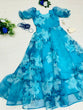 Load image into Gallery viewer, Delicate Organza Silk Sky Blue Color Digital Printed Gown Clothsvilla