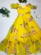 Load image into Gallery viewer, Delicate Organza Silk Yellow Color Digital Printed Gown Clothsvilla