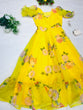 Load image into Gallery viewer, Delicate Organza Silk Yellow Color Digital Printed Gown Clothsvilla