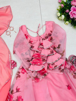 Amazing Light Pink Color Digital Printed Gown Clothsvilla