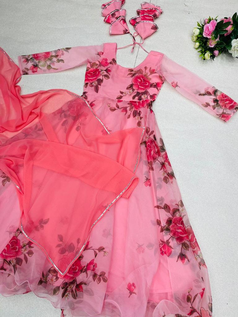 Amazing Light Pink Color Digital Printed Gown Clothsvilla