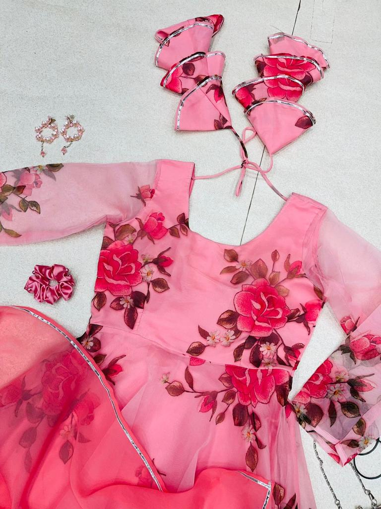 Amazing Light Pink Color Digital Printed Gown Clothsvilla