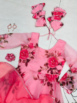 Amazing Light Pink Color Digital Printed Gown Clothsvilla