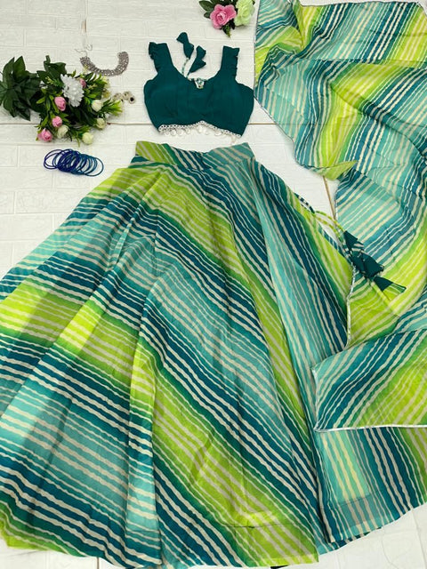 Stunning Green Color Digital Printed Lehenga Choli Clothsvilla Main image