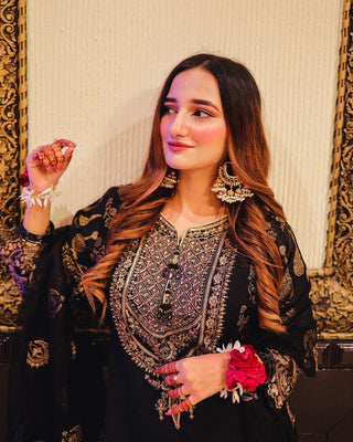 Engagement Wear Black Color Embroidery With Sequence Work Sharara Suit Clothsvilla