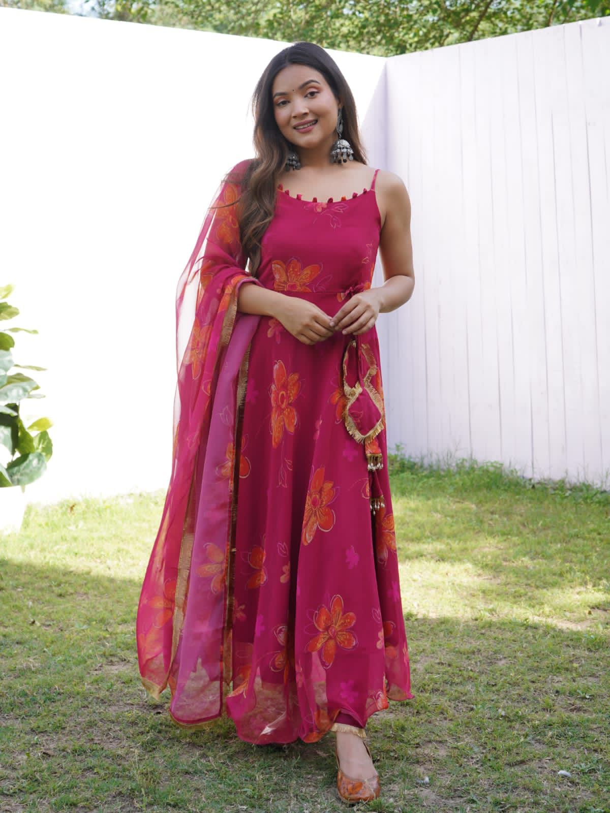 Innovative Digital Printed Work Wine Color Gown Clothsvilla