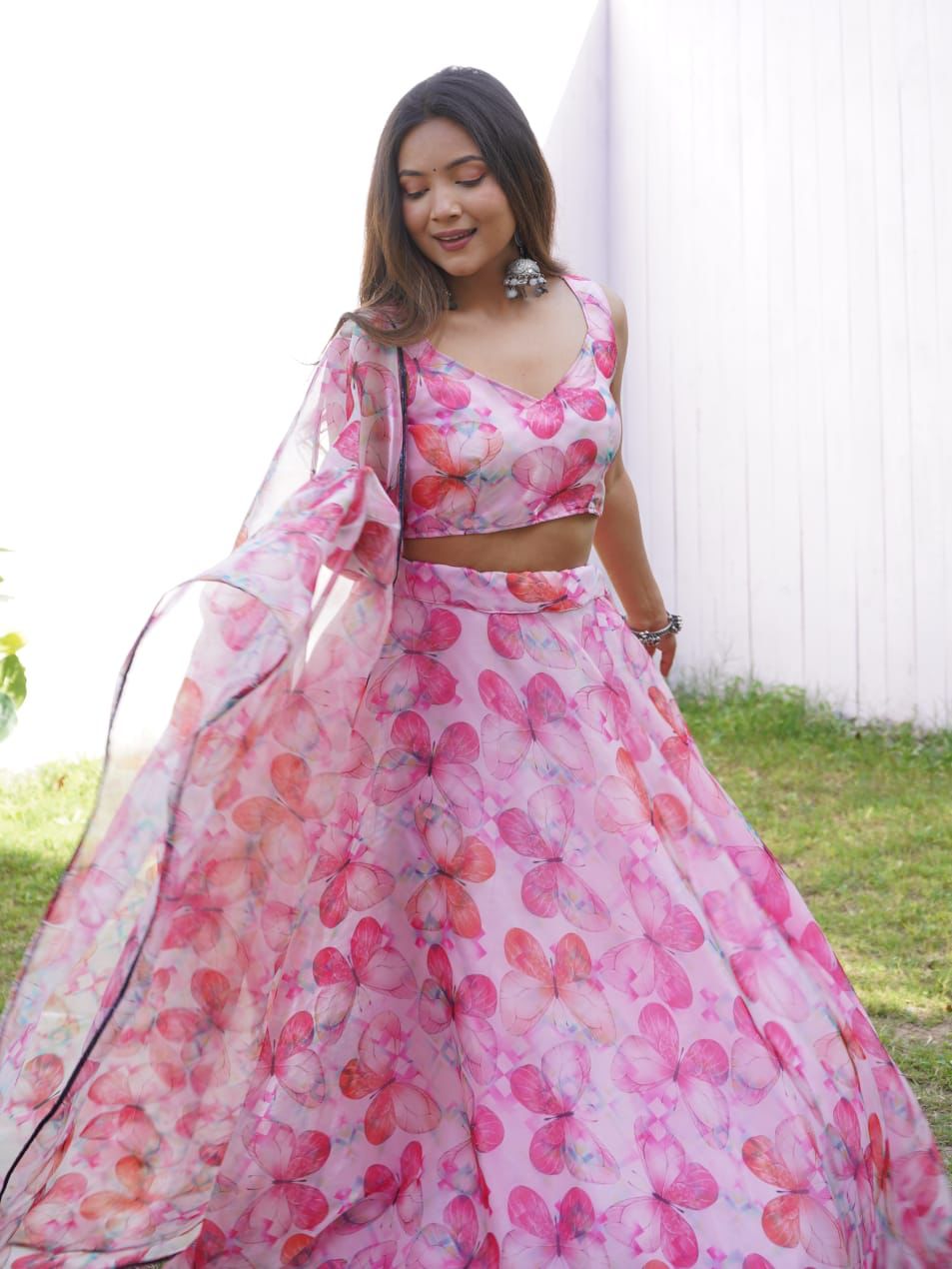 Beautiful Pink Color Digital Print Party Wear Lehenga Choli Clothsvilla