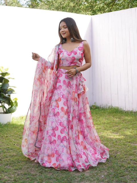 Beautiful Pink Color Digital Print Party Wear Lehenga Choli Clothsvilla Main image