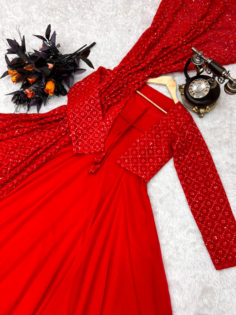 Designer Indo Western Dress For Women, Indian Crop Top With Skirt And Jacket  Set | eBay