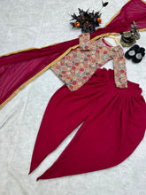 Load image into Gallery viewer, Double Sequence Work Dark Pink Color Dhoti Suit