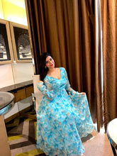 Load image into Gallery viewer, Sky Blue Color Digital Printed Georgette Silk Gown