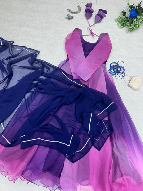 Attractive Purple Color Digital Printed Gown Main image