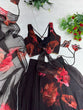 Load image into Gallery viewer, Black Color With Red Flower Digital Print Lehenga Choli