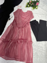 Load image into Gallery viewer, Pretty Organza Nayra Cut Dusty Pink Color Kurti Set