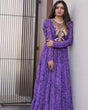 Load image into Gallery viewer, Purple Color Embroidery Work Ruffle Style Long Gown