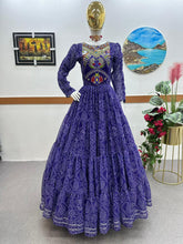 Load image into Gallery viewer, Purple Color Embroidery Work Ruffle Style Long Gown