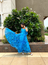 Load image into Gallery viewer, Glimmering Organza Silk Sky Blue Color Gown