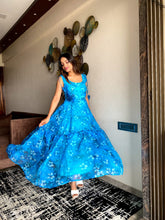 Load image into Gallery viewer, Glimmering Organza Silk Sky Blue Color Gown