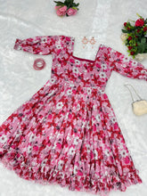 Load image into Gallery viewer, Muslin Cotton Pink Flower Classy Short Dress