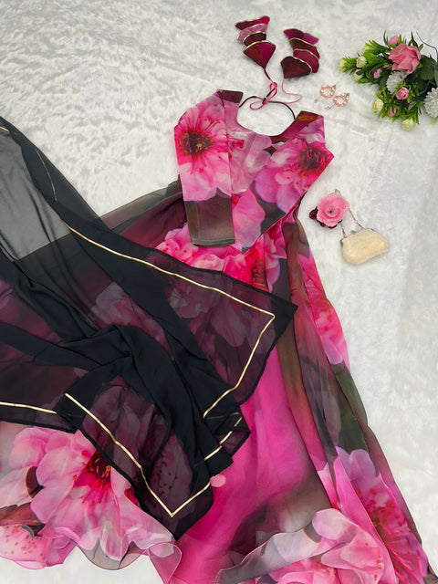 Pink color Digital Print Classy Anarkali Gown Main image