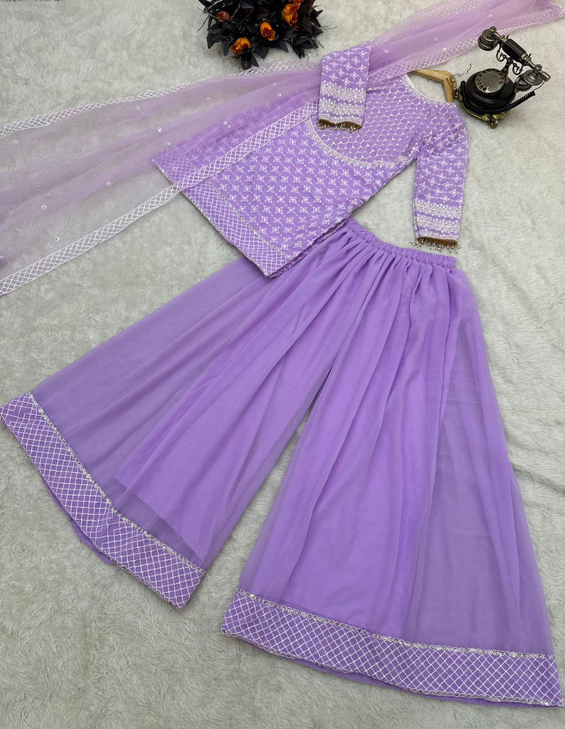 Function Wear Lavender Color sharara Suit