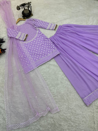 Function Wear Lavender Color sharara Suit