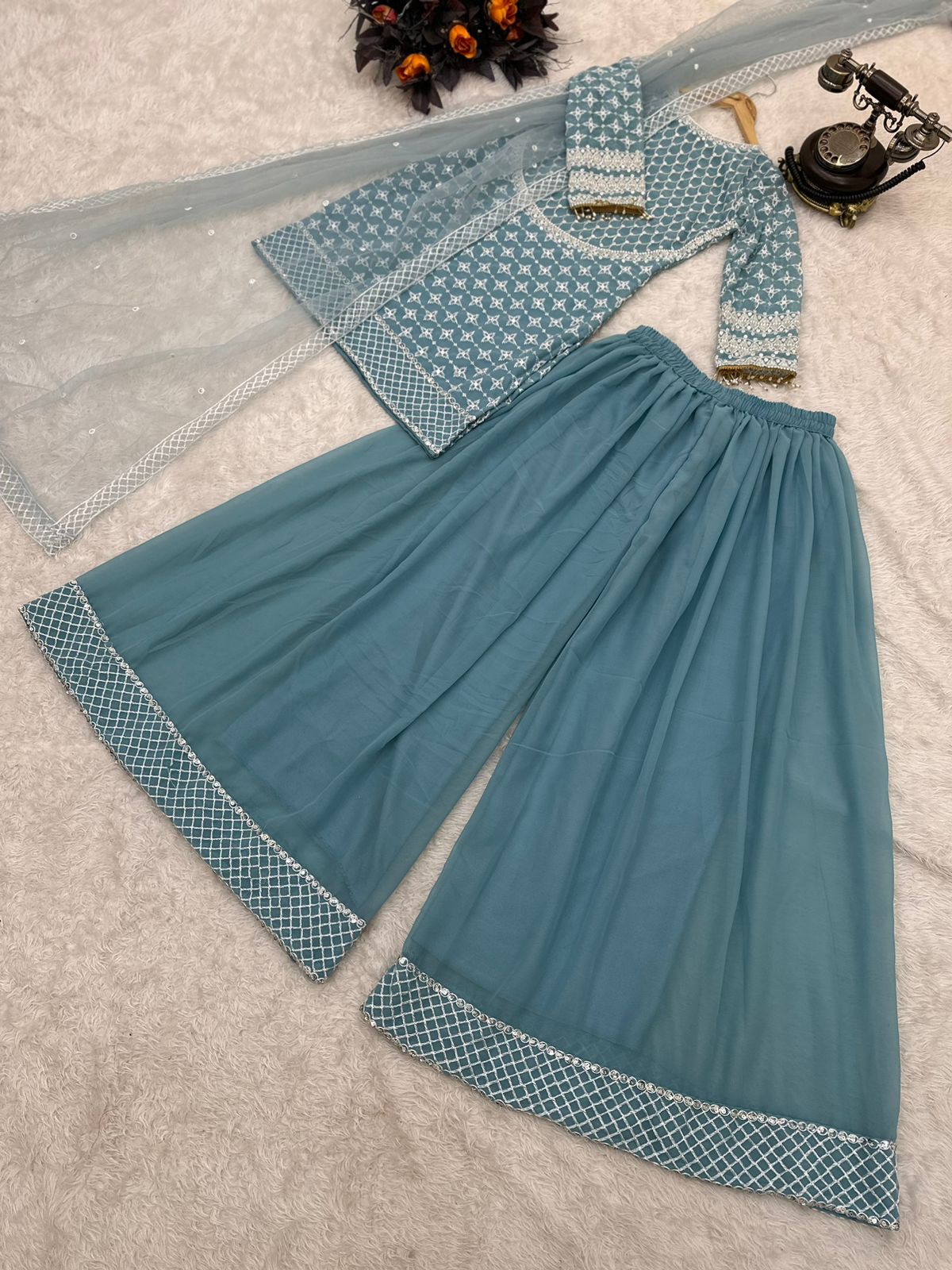 Function Wear Gray Color sharara Suit Main image