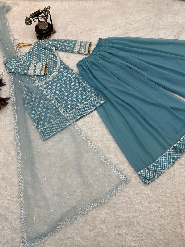Function Wear Gray Color sharara Suit