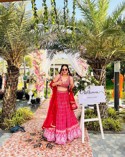 Function Wear Pink Color Pleated Silk Lehenga Choli Main image