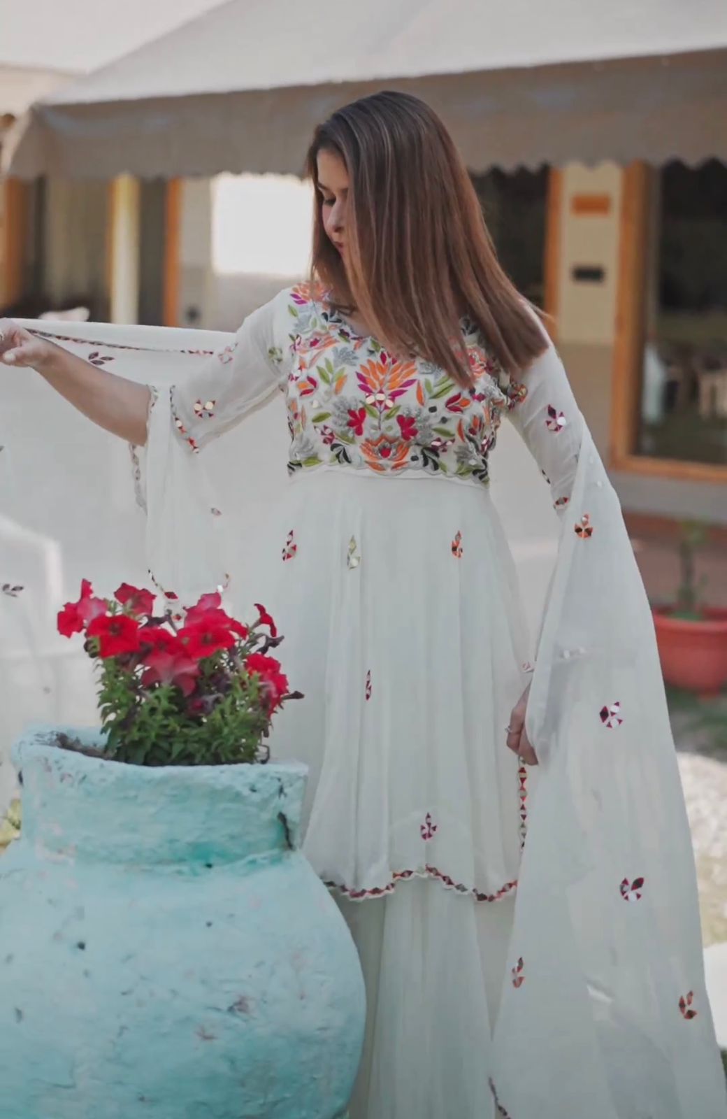 Amazing White Color Work Beautiful Sharara Suit Main image
