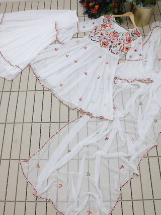 Amazing White Color Work Beautiful Sharara Suit