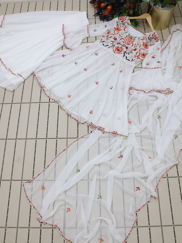 Amazing White Color Work Beautiful Sharara Suit