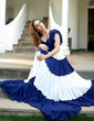 Load image into Gallery viewer, Ruffle Style Blue And White Color Stylish Gown