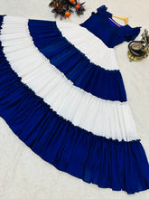 Load image into Gallery viewer, Ruffle Style Blue And White Color Stylish Gown