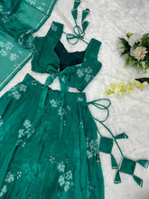 Load image into Gallery viewer, Wonderful Aqua Green Organza Silk Lehenga Choli