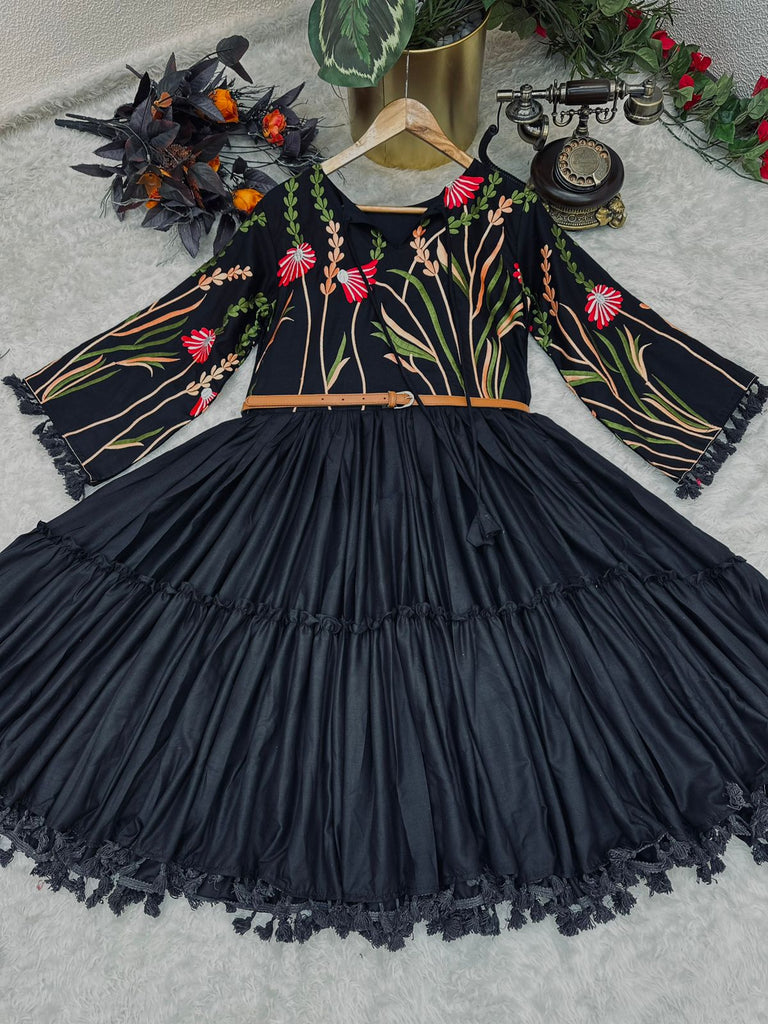 Beautiful Work Black Color Dress