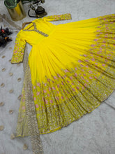 Load image into Gallery viewer, Gorgeous Sequence Work Yellow Color Long Gown