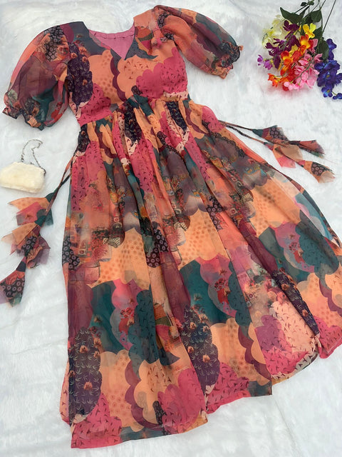 Pretty Digital Printed Multi Color Side Slit Kurti Main image